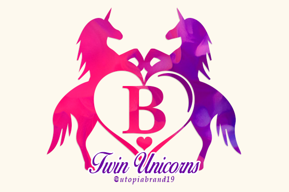 Twin Unicorns and Heart Monogram Font: A Charming Design Asset